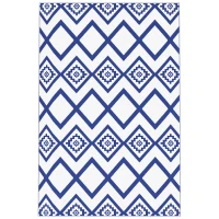 Outsunny Outdoorteppich Terrassenteppich, wetterbeständig, modernes Design, 182 cm x 274 cm x 0,3 cm, Blau + Weiß(m-11)