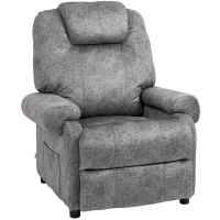 HOMCOM Poltrona Relax Reclinável com Apoio para os Pés Retrátil Encosto Alto Bolso Lateral Acolchoado Grosso 88x91x108 cm Cinzento