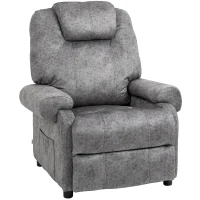 HOMCOM Poltrona Relax Reclinável com Apoio para os Pés Retrátil Encosto Alto Bolso Lateral Acolchoado Grosso 88x91x108 cm Cinzento(m-1)
