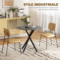 HOMCOM Tavolo da Pranzo Rotondo Stile Industriale con Gambe a Croce in Acciaio, Ø80x75 cm, Grigio(m-5)