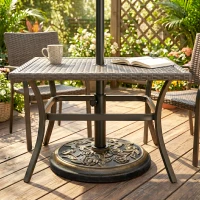 Outsunny 9kg Garden Parasol Base, Round Resin Cast Iron Effect Sun Umbrella Base, Outdoor Umbrella Stand for 38mm or 48mm Outdoor Umbrella Poles, Bronze Tone(m-9)