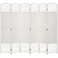 HOMCOM Biombo Separador de Ambientes de 6 Paneles Plegable de Cuerda de Papel 160x170cm Decoración para Dormitorio Blanco