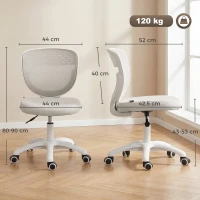 HOMCOM Office Chair, Armless Computer Desk Chair with Breathable Mesh, Adjustable Height, Swivel Wheels, Grey(m-3)