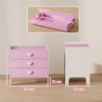 AIYAPLAY Commode pour enfants, commode rangement 3 tiroirs pour chambre d'enfant, crèche, salle de jeux, 60 x 40 x 60 cm, rose(m-3)
