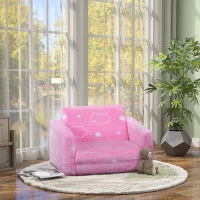 AIYAPLAY Poltrona para Crianças Dobrável e Reclinável Sofá para Crianças Estofado em Tecido Luminoso com Desenho de Nuvens Rosa(m-10)