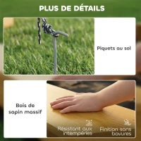 AIYAPLAY Bac à sable en bois avec auvent, bac à sable enfant extérieur avec 4 bancs, doublure de fond, jaune(m-8)