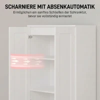 HOMCOM Voorraadkast 175 cm met opbergruimte, keukenkast met soft-close deuren en verstelbare planken, wit(m-5)
