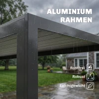 Outsunny Gartentisch Kunststoff 190 x 84,5 x 72 cm UV- & Wetterfest Balkontisch mit Holzoptik, Holzstrukur, rutschfest Buffettisch für 6 Personen Outdoor Esstisch für Garten, Balkon Schwarz(m-4)