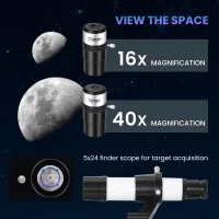 Outsunny Astronomy Telescope for Adults and Beginners with 70 mm Aperture, Carry Bag, White(m-5)