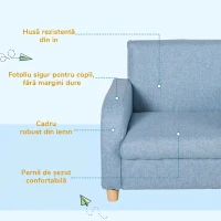 HOMCOM Fotoliu pentru Copii din Material Textil pentru Cameretta cu Capitonaj, Max. 65 kg, 49x45x44 cm, Albastru(m-4)