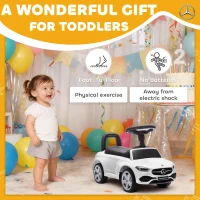 AIYAPLAY Official Mercedes-Benz Ride On Car, Foot to Floor Sliding Walker with Horn, Engine Sounds and Under-Seat Storage, White(m-5)