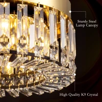 HOMCOM Crystal Chandeliers with 160 Crystal Pendants, 6-Light Ceiling Light for Living Room, Bedroom Dining Room, Gold Tone(m-5)