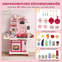 AIYAPLAY Kinderküche Kinder 33-teilig Spielküche Zubehör mit Licht, Sound, Stauraum, Spielspüle, Herd und Backofe 3-6 Jahren(m-4)