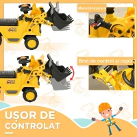 HOMCOM Escavator pentru Copii cu Cupă și Spațiu de Depozitare Ascuns, în PP și ABS, 80x26.5x39 cm, Galben și Negru(m-5)