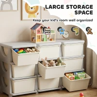 HOMCOM Kids Storage Unit, with Nine Drawers - Cream(m-4)