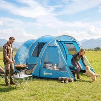Outsunny Campingzelt Trekkingzelt Zelt, wetterbeständig, 2 Räume,  475 x 264  cm Breite x 172, Blau(m-2)