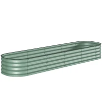 Outsunny Jardinière surélevée carré potager de jardin en acier modulable pour légumes, plantes, fleurs, dim. 240 x 62 x 30cm(m-1)