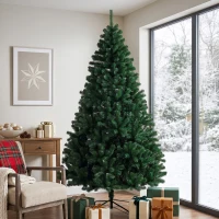 HOMCOM 7ft Artificial Christmas Tree, Fir Hinged Xmas Tree with 1100 Branch Tips, Foldable Steel Stand, Green(m-14)