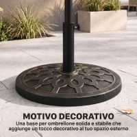 Outsunny Base per Ombrellone Rotondo per Pali da Ø38 e Ø48 mm, in Resina e Acciaio, Ø45 cm, Bronzo(m-5)