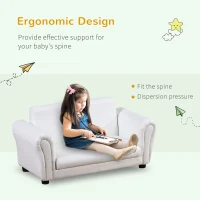 HOMCOM Kids Sofa Bed Kids Twin Sofa Toddler Chair 2 Seater Kids Twin Sofa Chair Boys Girls Couch w/ Footstool (White)(m-4)