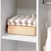 HOMCOM Open Wardrobe on Wheels, Bedroom Wardrobe with Clothes Hanging Rail, 3 Storage Shelves, Mobile Garment Rack for Cloakroom, Hallway, White(m-9)