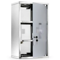 HOMCOM Armadietto medicinali 50x30x18cm Cassetta mobile bagno primo soccorso in acciaio inox con serratura(m-1)