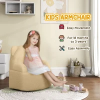 AIYAPLAY Kids Armchair, Bear Shaped Toddler Chair for Bedroom Playroom Living Room, Aged 18 Months to 3 Years - Khaki(m-6)