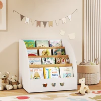 AIYAPLAY Estante Infantil para Brinquedos Organizador de Brinquedos de 4 Níveis com Compartimento Oculto  60x53x60 cm Branco e Madeira(m-10)