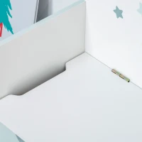 HOMCOM Panca Contenitore con Schienale in Legno per Bambini da 3-6 Anni, 60x30x50 cm, Azzurro(m-8)