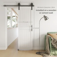 HOMCOM 152.4cm Sliding Barn Door Kit, Sliding Door with Track, Hardware, Upgraded Rollers and Floor Guide, Handle, White(m-5)
