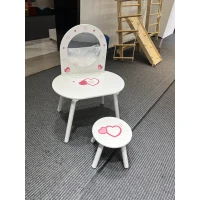 AIYAPLAY Penteadeira Infantil com Banco e Espelho, para Meninas, com Desenhos de Corações, para Crianças de 3-6 Anos, Branca(m-10)