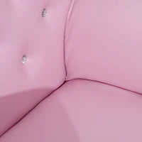 HOMCOM Set Poltrona per Bambini con Poggiapiedi e Bottoni Brillanti, Struttura in Legno con Imbottitura, Rivestimento plastica Rosa(m-9)