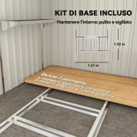 Outsunny Capanno Attrezzi in Metallo 1.5x2m con Base, Porta Scorrevole e Tetto Inclinato, Grigio Chiaro(m-6)