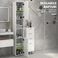 kleankin Dulap de Baie Înalt Slim 181,5 cm cu Rafturi Deschise și 2 Dulapuri, 30 x 30 x 181,5 cm, Alb(m-5)