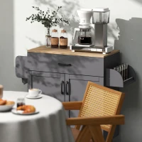 HOMCOM Isla de Cocina con Ruedas con Cajón Armario con Puertas Toallero y Especiero 105x36x85 cm Gris(m-9)