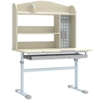 AIYAPLAY Bureau pour enfants, table d'étude réglable en hauteur avec plateau inclinable, 80 x 51 x 108,5-130,5 cm, naturel(m-1)