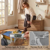 HOMCOM Coffre de rangement, banc de rangement avec couvercle rabattable et charnières de sécurité, 100 x 40 x 40 cm, marron(m-6)