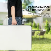 Outsunny Table Pliante Table de Camping Table de Jardin Hauteur réglable Aluminium MDF Blanc(m-4)