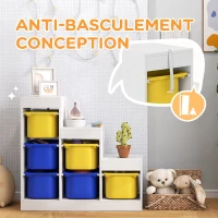 AIYAPLAY Meuble de rangement pour jouets des enfants avec 6 bacs amovibles, 3 niveaux de rangement, 96 x 38,5 x 90, multicolore(m-6)