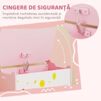AIYAPLAY Ladă pentru jucării pentru copii cu balamale de siguranță, din lemn, cu desene cu animale, 60x37x39 cm, roz(m-5)