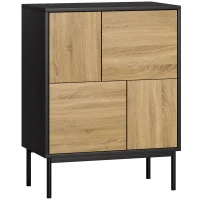HOMCOM Buffet salon meuble de rangement armoire de cuisine portes à pousser et 4 placards style moderne 60 x 35 x 78 cm, noir(m-1)