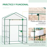 Outsunny Invernadero de Exterior Invernadero de Jardín de 4 Niveles con Estantes Marco de Acero Invernadero para Cultivo de Plantas Flores Tomates 143x73x195 cm Transparente(m-5)