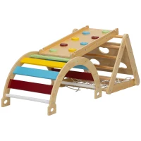 AIYAPLAY Klettergerüst Indoor, 7 in 1 Kletterdreieck mit Rutsche, Kletterbogen, Mehrfarbig(m-11)