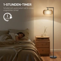 HOMCOM LED Stehlampe mit Doppelschirm, dimmbare Stehleuchte mit 3 Farbtemperaturen  für Wohnzimmer, Schlafzimmer, Büro, Schwarz(m-6)