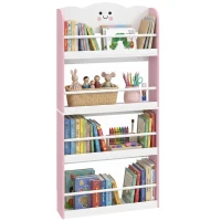 AIYAPLAY Bibliothèque pour enfant, rangement livre enfant 4 niveaux en thème barbe à papa, 60x12x108cm, rose(m-15)