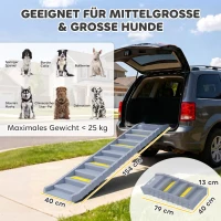 PawHut Hunderampe Auto klappbar Hundetreppe mit 10 Stufen Rutschfester Oberfläche, 154x40cm für groß Hunde bis 25kg(m-3)