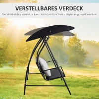 Outsunny 3-Sitzer Hollywoodschaukel Schaukel Polyrattan Metall mit Kissen belastbar bis 360kg Neu (Schwarz)(m-7)