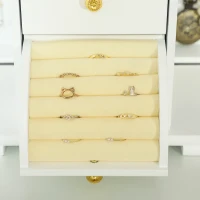 HOMCOM Caja Joyero de 4 Niveles con 2 Cajones Espejo Puertas Laterales con Ganchos para Pendientes Anillos Collares Blanco(m-8)