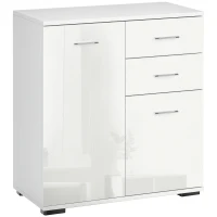 HOMCOM Sideboard, Modern Storage Cabinet with 2 Drawers, 2 Doors and Adjustable Shelf, Kitchen Cabinet for Living Room, Dining Room, High Gloss White(m-1)