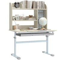 AIYAPLAY Bureau pour enfants, table d'étude réglable en hauteur avec plateau inclinable, 80 x 51 x 108,5-130,5 cm, naturel(m-11)